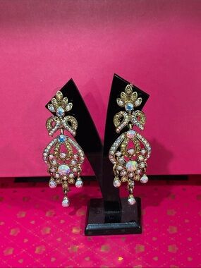 Gold-Tone Crystal Chandeliers Earrings - Aurora Sparkle